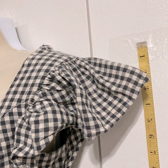 URBAN OUTFITTERS Rita Gingham Flutter Sleeve Button Cropped Top Womens Large - Picture 11 of 14